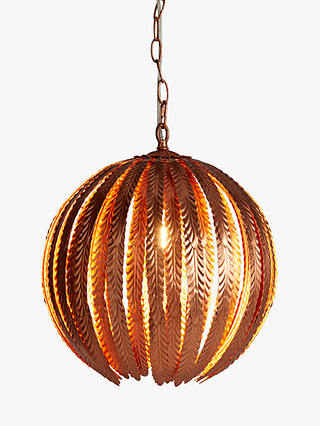 John Lewis & Partners Montserrat Leaf Globe Ceiling Light, Copper