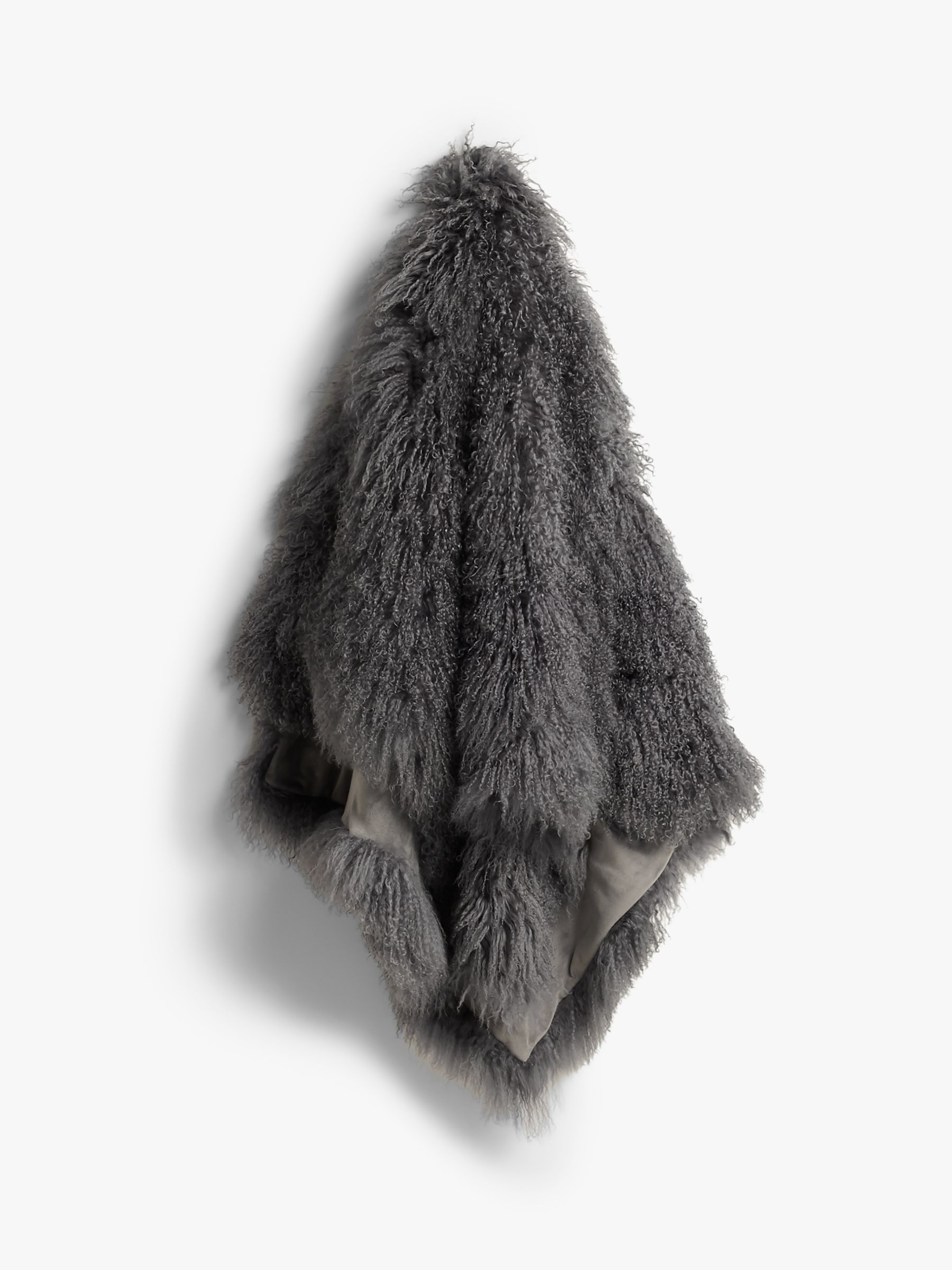 John Lewis & Partners Mongolian Sheepskin Throw, Grey