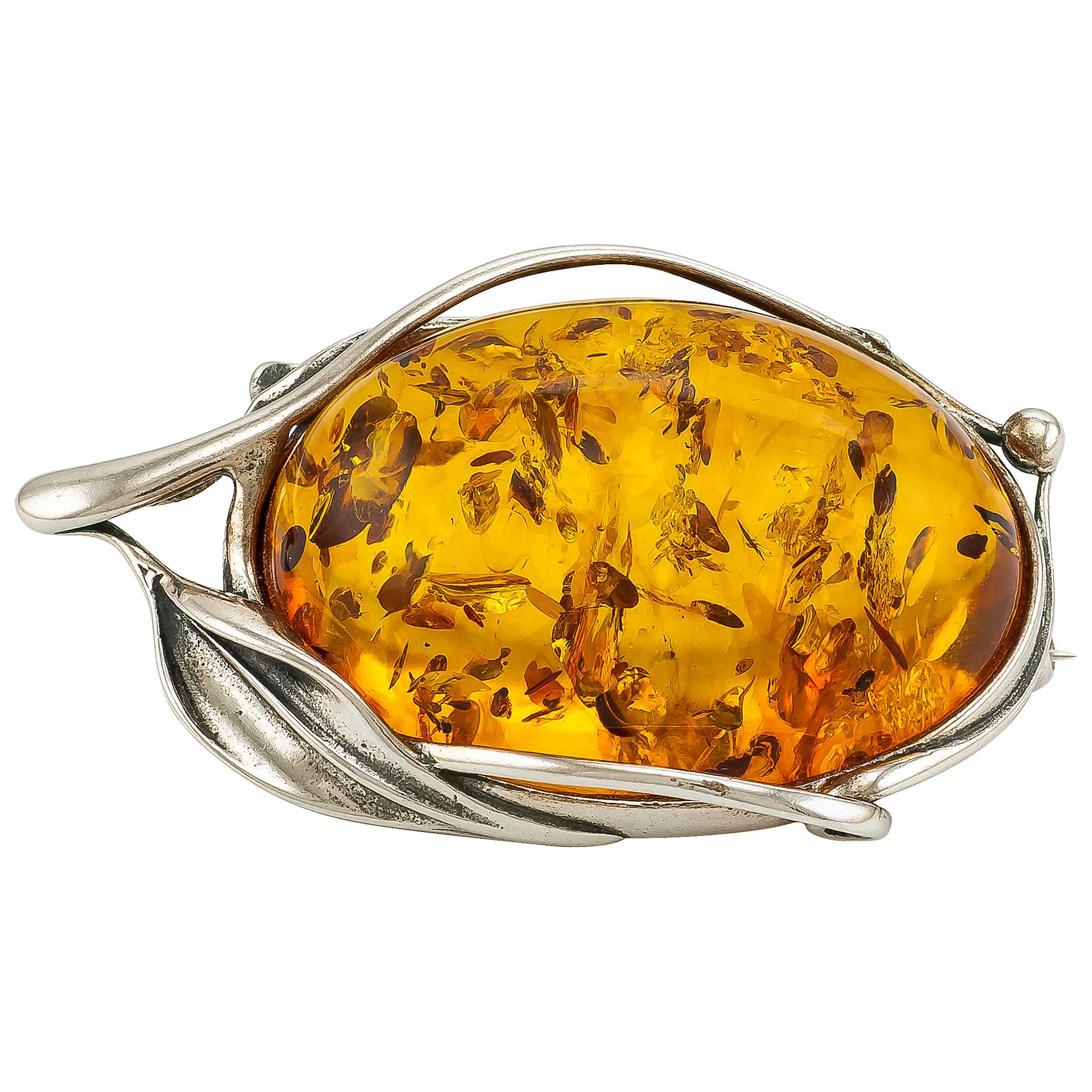 Buy Be-Jewelled Leaf Baltic Amber Brooch, Cognac Online at johnlewis.com