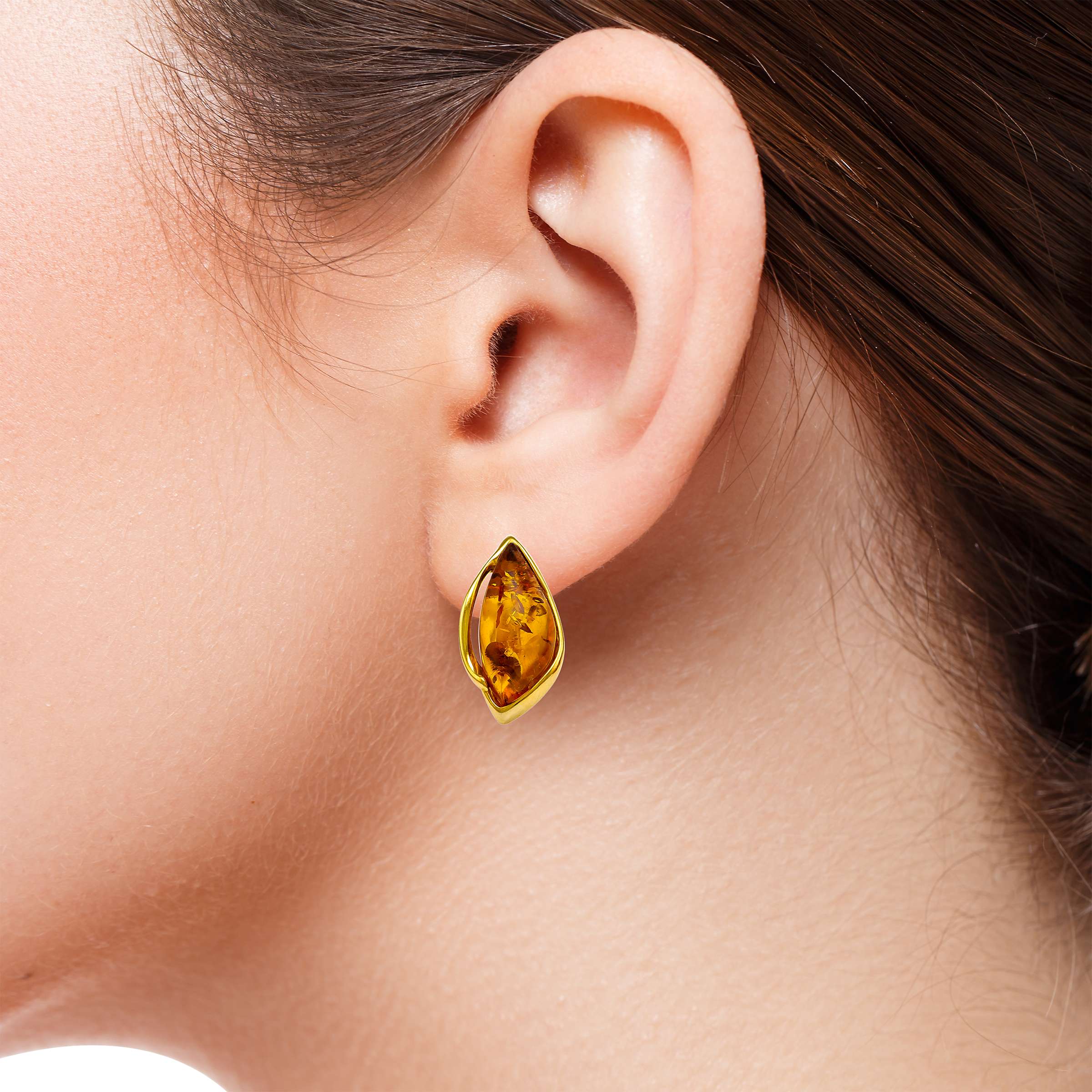 Buy Be-Jewelled Marquise Cut Amber Stud Earrings, Gold/Cognac Online at johnlewis.com