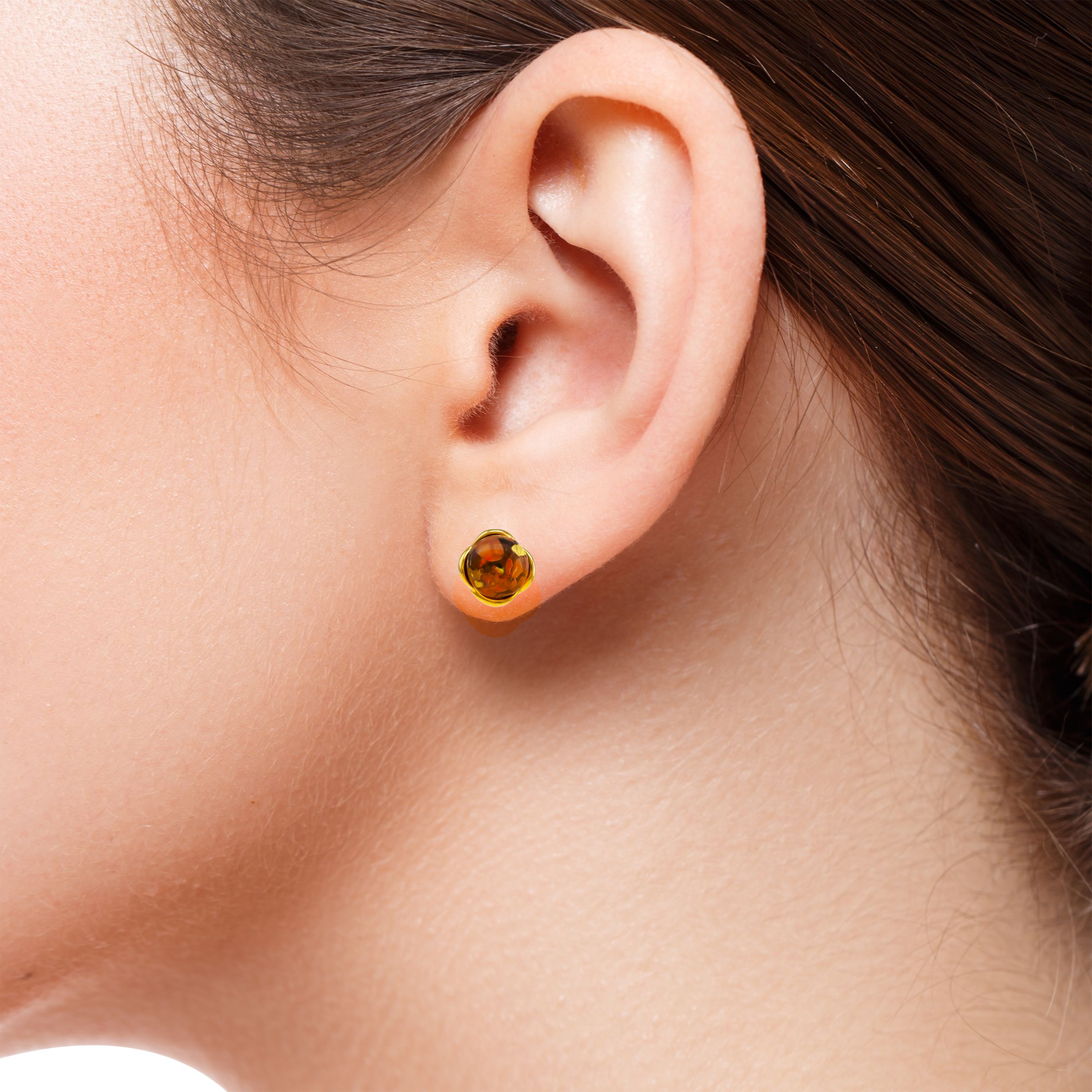 Buy Be-Jewelled Round Amber Stud Earrings, Gold/Cognac Online at johnlewis.com