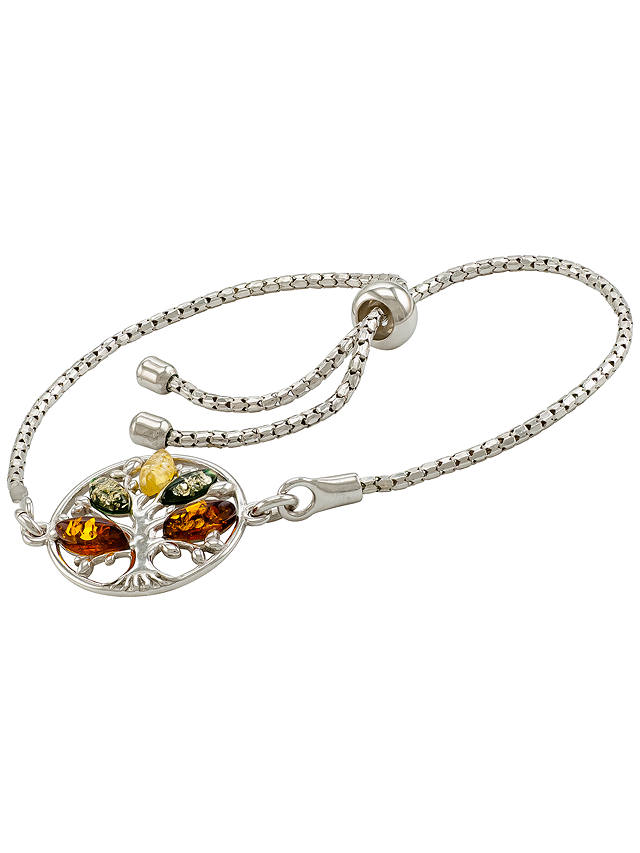 Be-Jewelled Tree Charm Baltic Amber Adjustable Bracelet, Multi