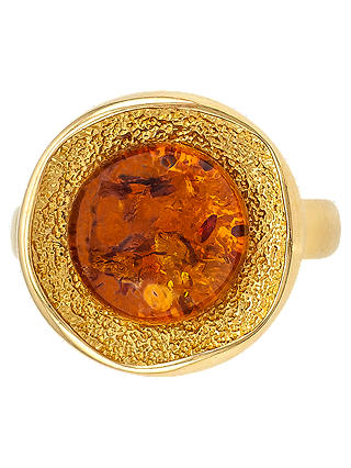 Be-Jewelled Round Amber Cocktail Ring, Gold/Cognac