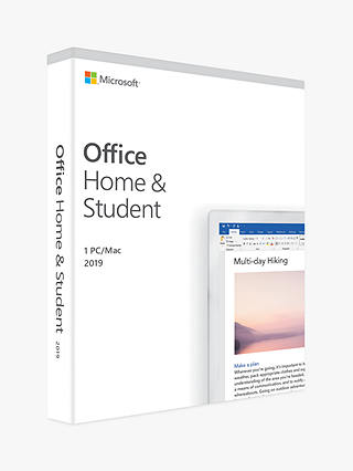 Microsoft Office Home and Student 2019, 1 PC, One-Off Payment, for Windows 10 and macOS