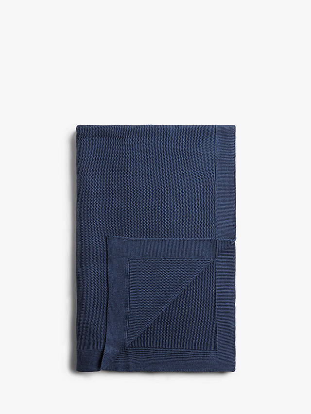 ANYDAY John Lewis & Partners Rye Knit Throw, Navy Marl
