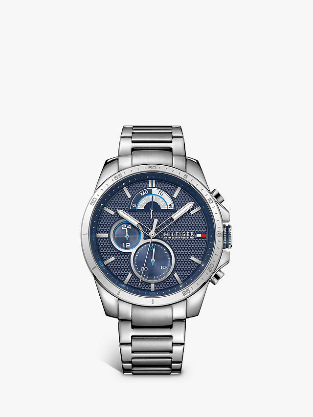 Tommy Hilfiger 1791348 Men's Chronograph Bracelet Strap Watch, Silver/Blue