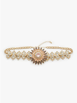 John Lewis & Partners Glass Flower Collar Necklace, Gold