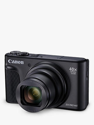 Canon PowerShot SX740 HS Digital Camera, 4K Ultra HD, 20.3MP, 40x Optical Zoom, Wi-Fi, Bluetooth,  3" Tiltable Screen, Black