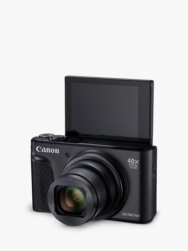 Canon PowerShot SX740 HS Digital Camera, 4K Ultra HD, 20.3MP, 40x Optical Zoom, Wi-Fi, Bluetooth,  3" Tiltable Screen, Black