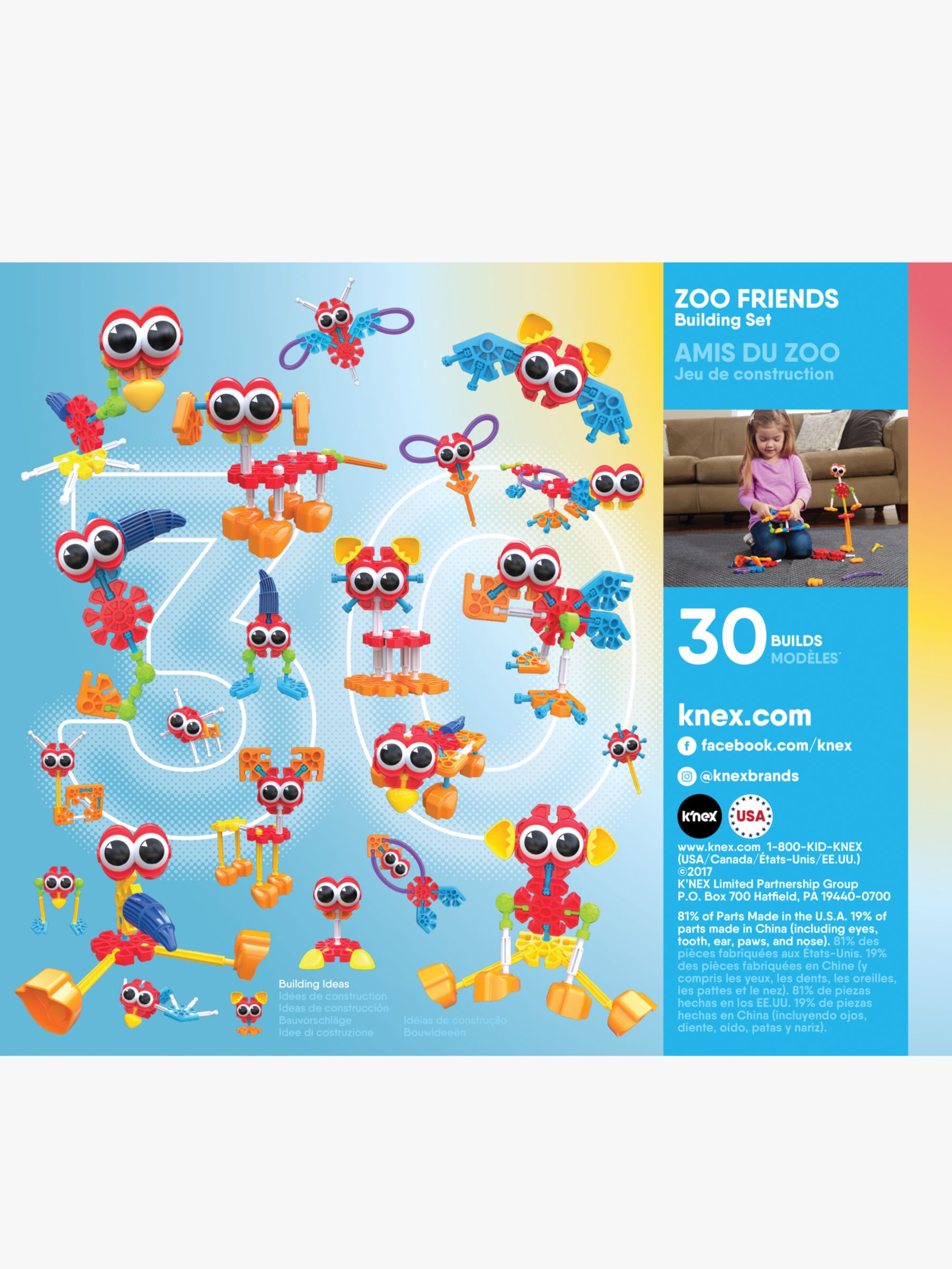 Kids Craft Set with 55 Pieces Educational 3 Kid K'NEX Zoo Friends Building Set 