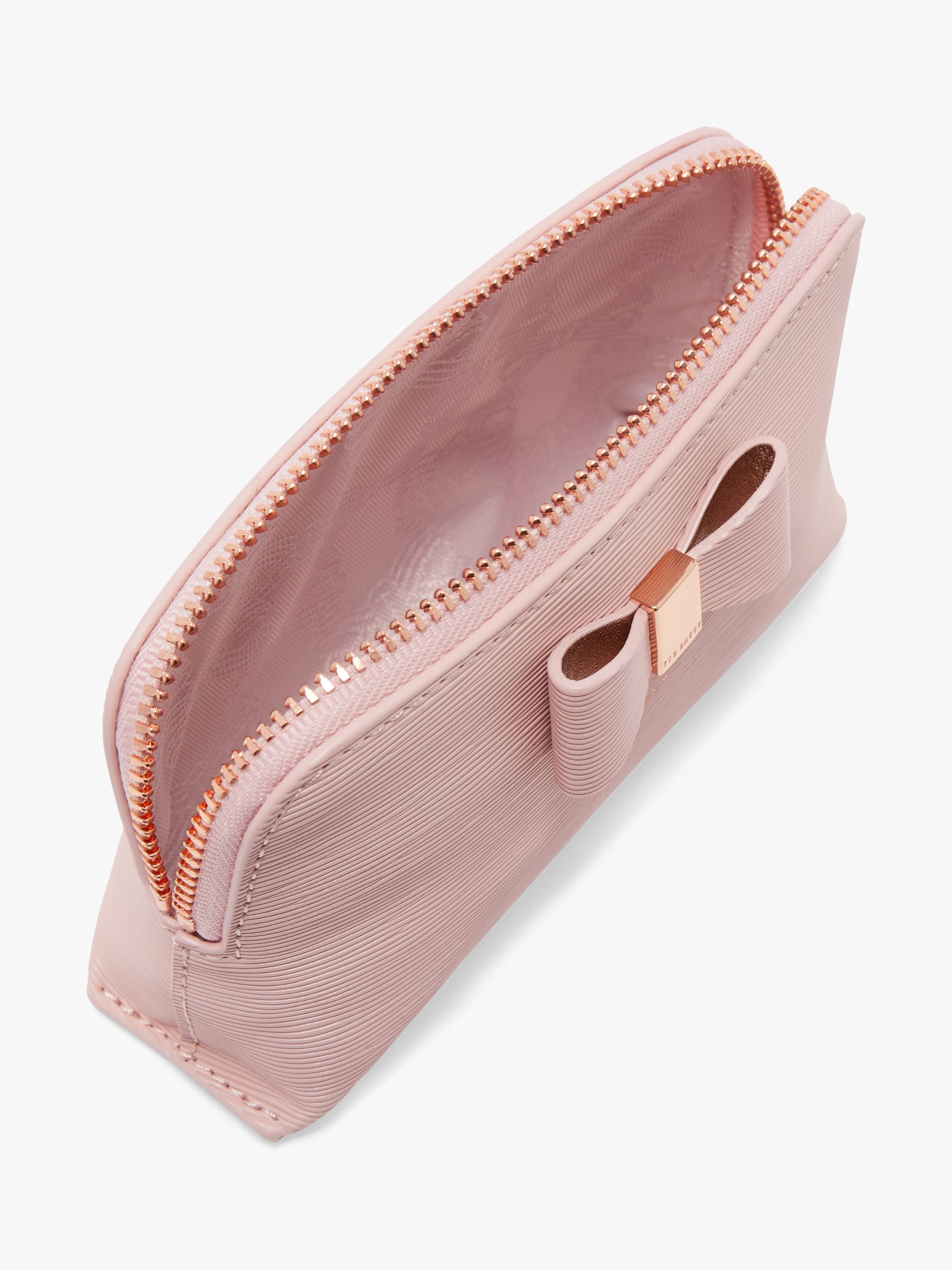 Ted Baker Chlolou Leather Bow Makeup Bag, Light Pink at John Lewis & Partners