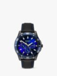 Sekonda 1634.27 Men's Chronograph Leather Strap Watch, Black/Midnight Blue