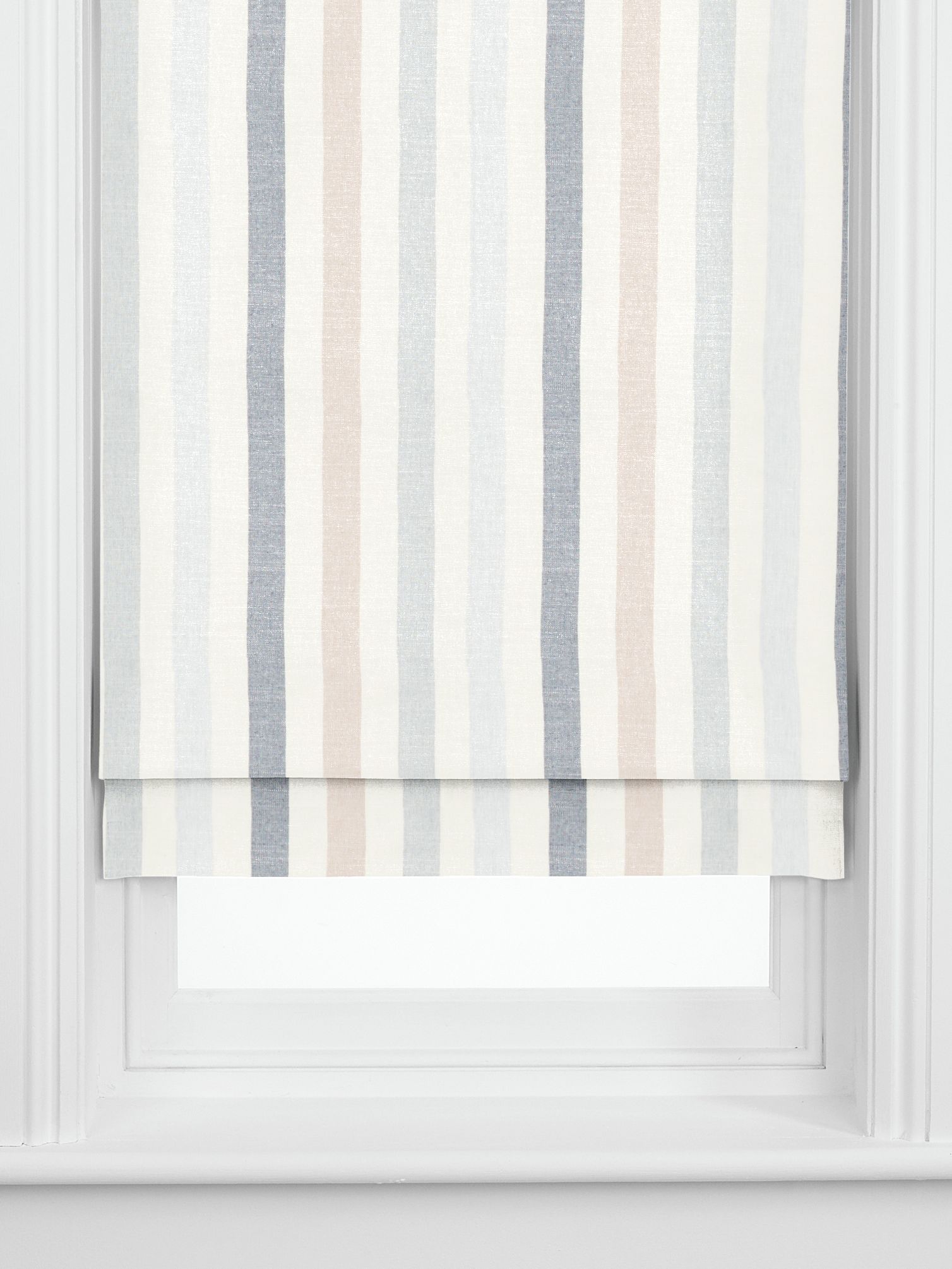 John Lewis Penzance Stripe Made to Measure Curtains or Roman Blind, Wisteria