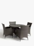 John Lewis Alora 4-Seater Garden Dining Table & Chairs Set, Brown/Grey