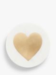 John Lewis Heart Marble Coaster, White/Brass