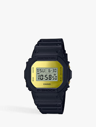 Casio Men's G-Shock Digital Resin Strap Watch, Black/Gold DW-5600BBMB-1ER