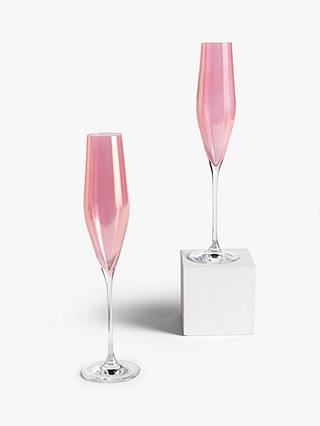 John Lewis & Partners Champagne Flutes, Set of 2, 190ml, Pink Lustre