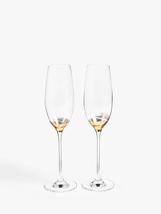 John Lewis & Partners Swirl Stem Champagne Flute, 240ml, Clear/Gold