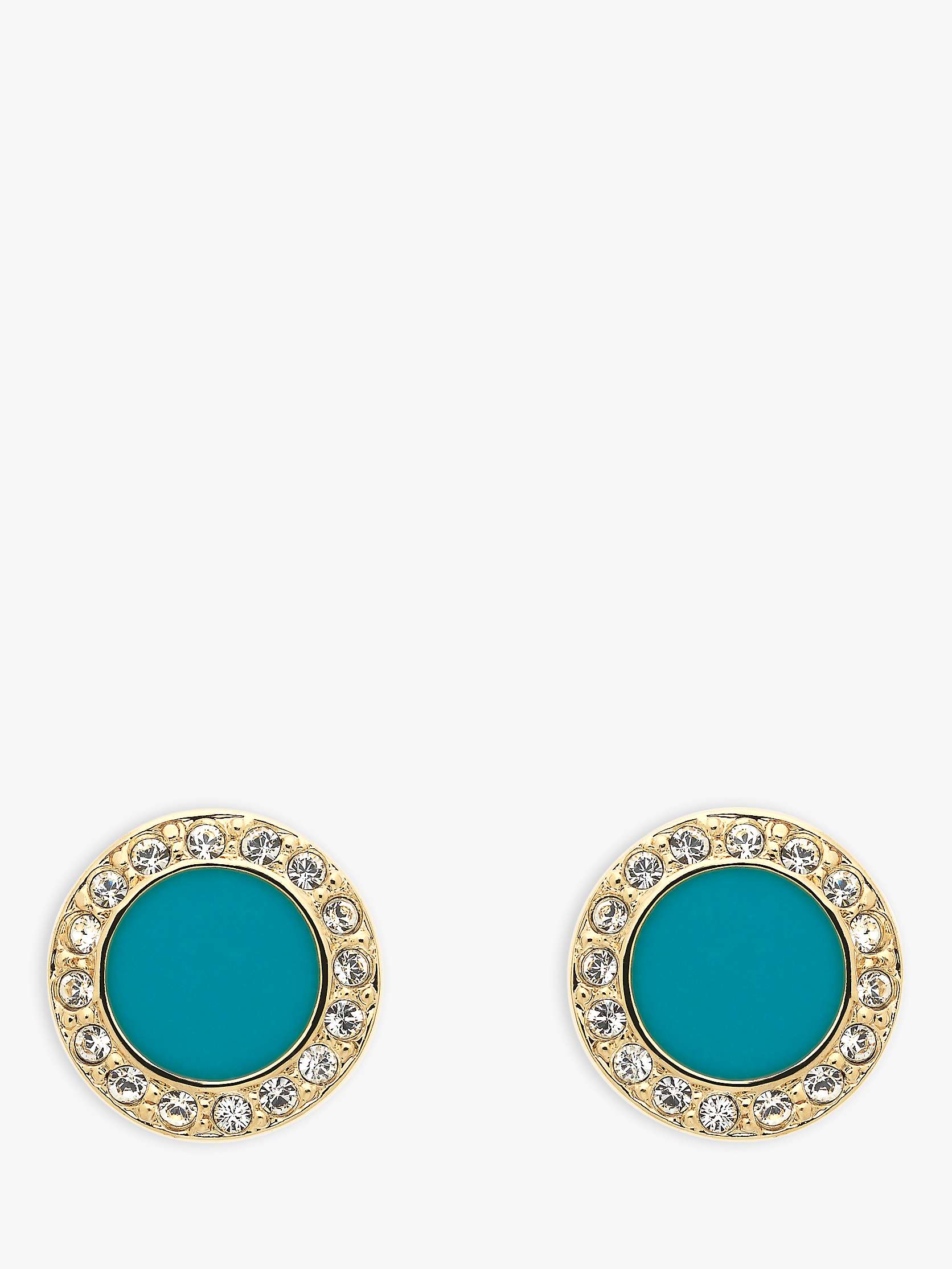 Buy Melissa Odabash Glass Crystal and Enamel Round Stud Earrings, Gold/Turquoise Online at johnlewis.com