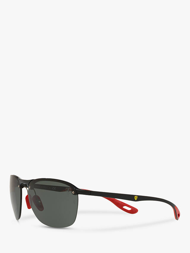 Ray-Ban RB4302M Men's Scuderia Ferrari Collection Oval Sunglasses, Black Red/Green