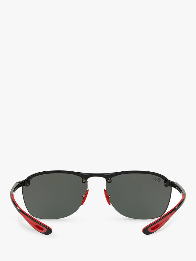 Ray-Ban RB4302M Men's Scuderia Ferrari Collection Oval Sunglasses, Black Red/Green
