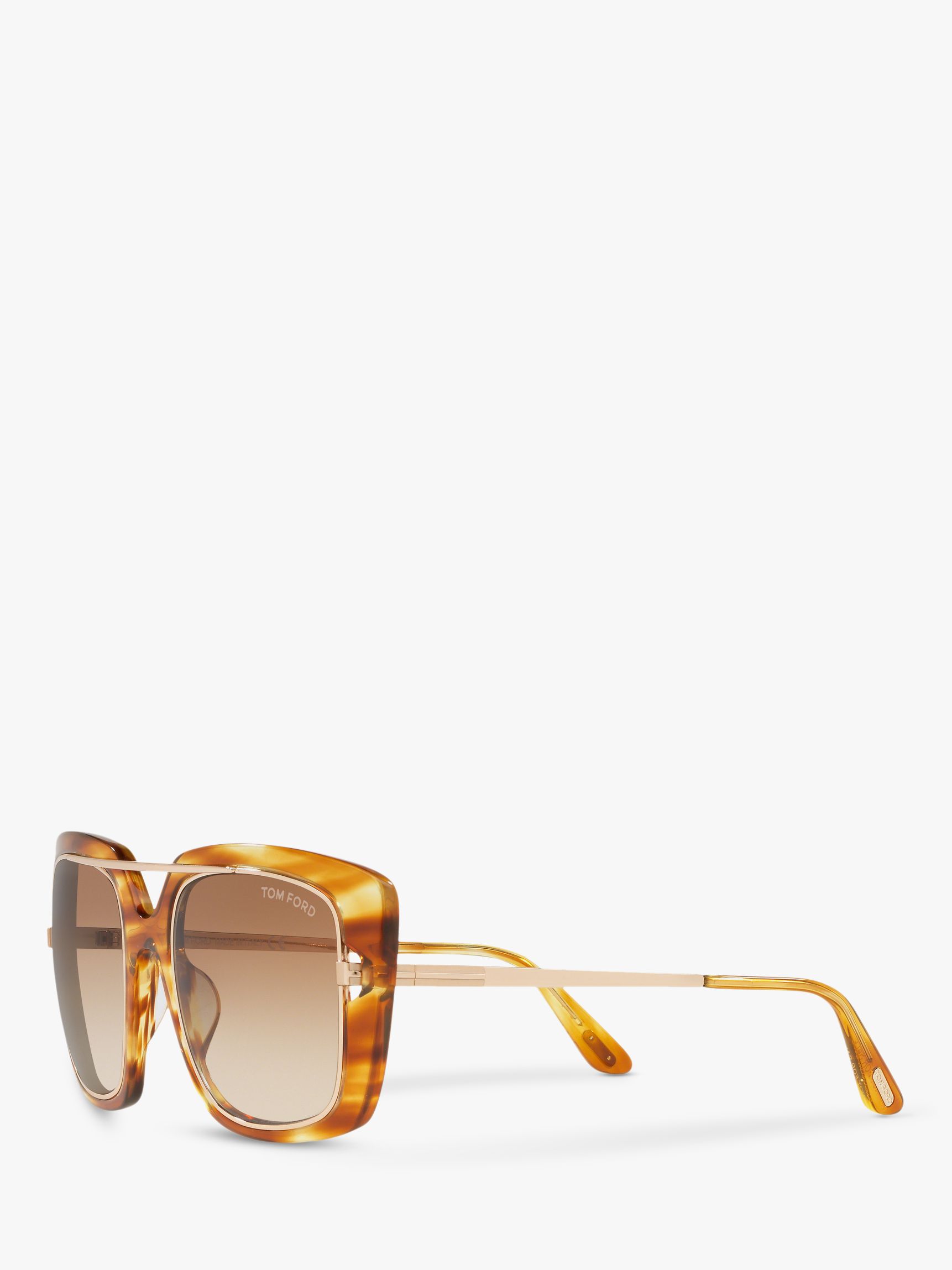 TOM FORD FT0619 Unisex Marissa Square Sunglasses, Light Havana/Brown  Gradient