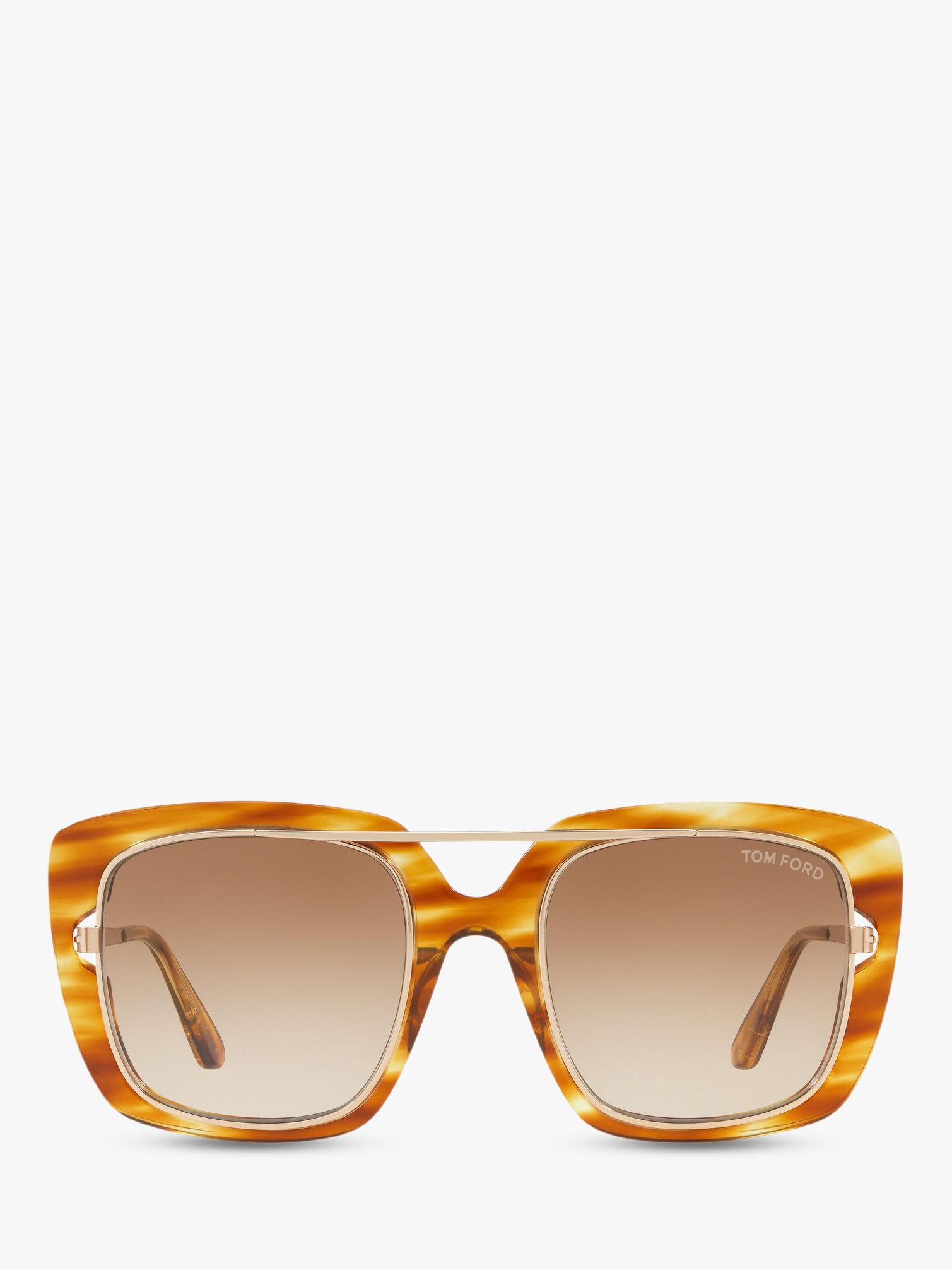 TOM FORD FT0619 Unisex Marissa Square Sunglasses, Light Havana/Brown  Gradient