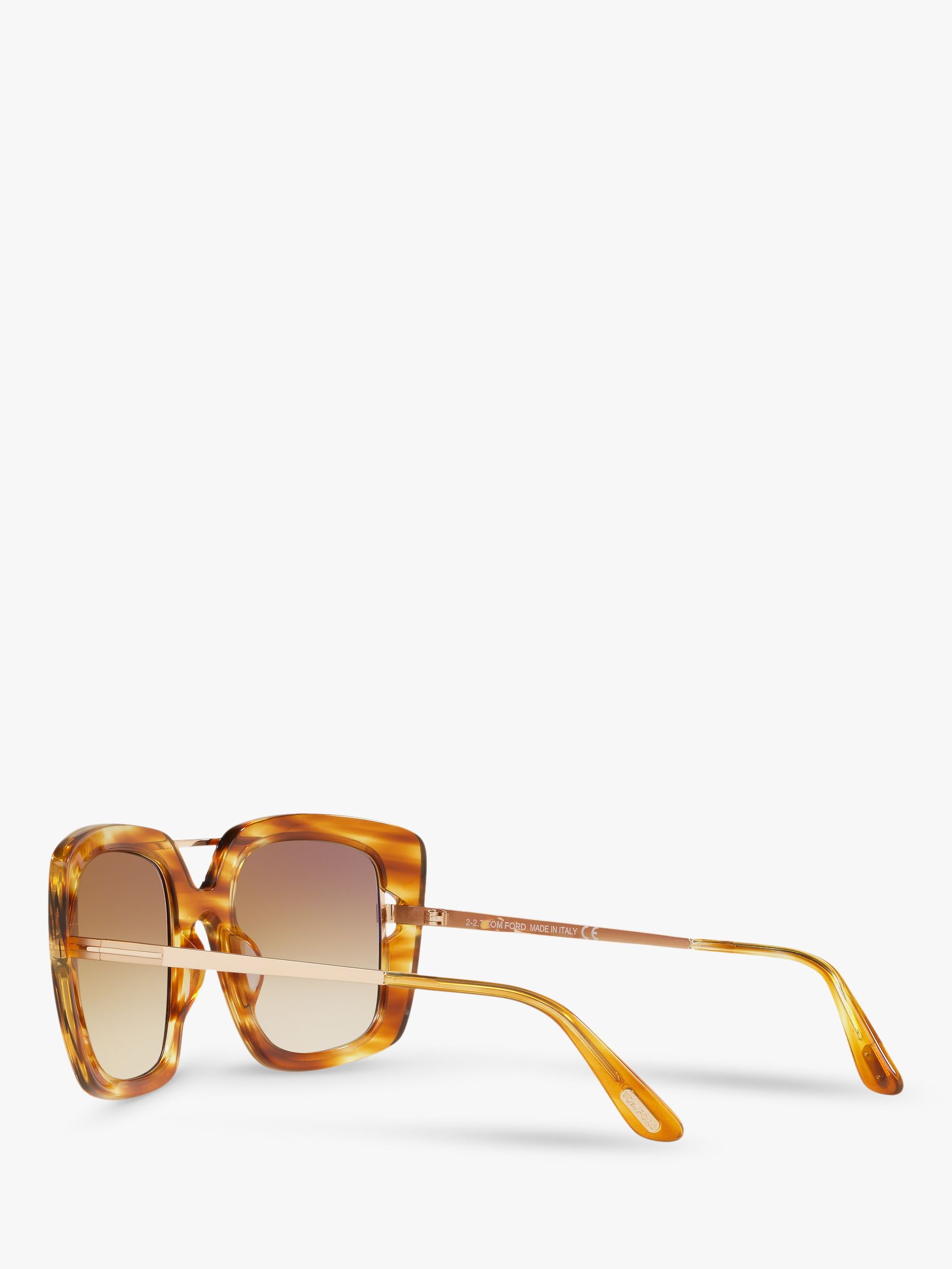 TOM FORD FT0619 Unisex Marissa Square Sunglasses, Light Havana/Brown  Gradient