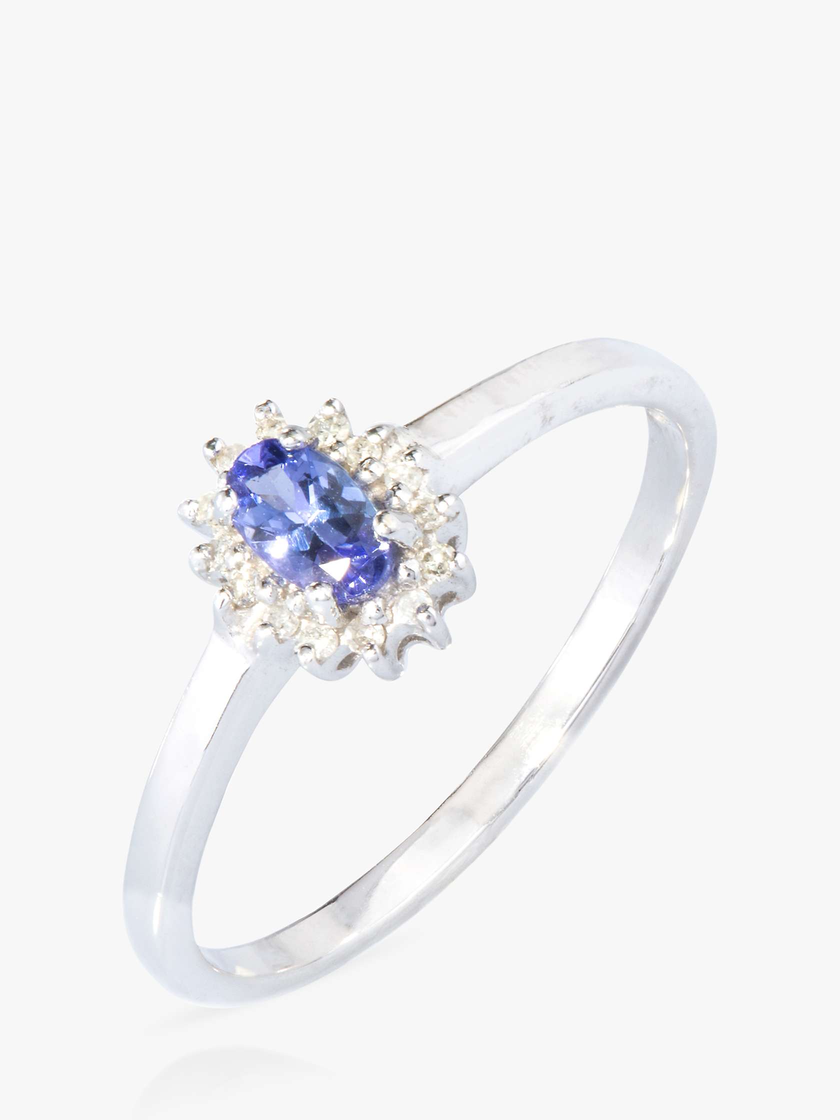 Buy A B Davis 9ct White Gold Tanzanite and Diamond Cocktail Ring, Silver/Blue Online at johnlewis.com
