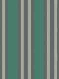 Cole & Son Polo Stripe Wallpaper, 110/1002, Teal/Gilver