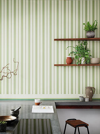 Cole & Son Cambridge Stripe Wallpaper, 110/8038, Leaf Green