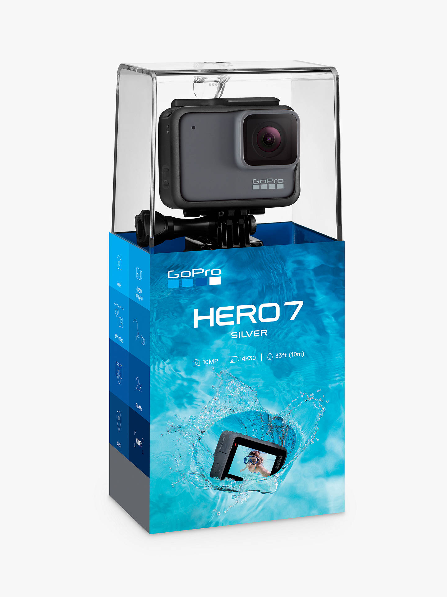 GoPro HERO7 Silver Camcorder, 4K Ultra HD, 30 FPS, 10MP, Wi-Fi