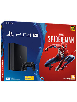 Sony PlayStation 4 Pro, 1TB Console with DUALSHOCK 4 Controller, with Marvel’s Spider-Man Bundle