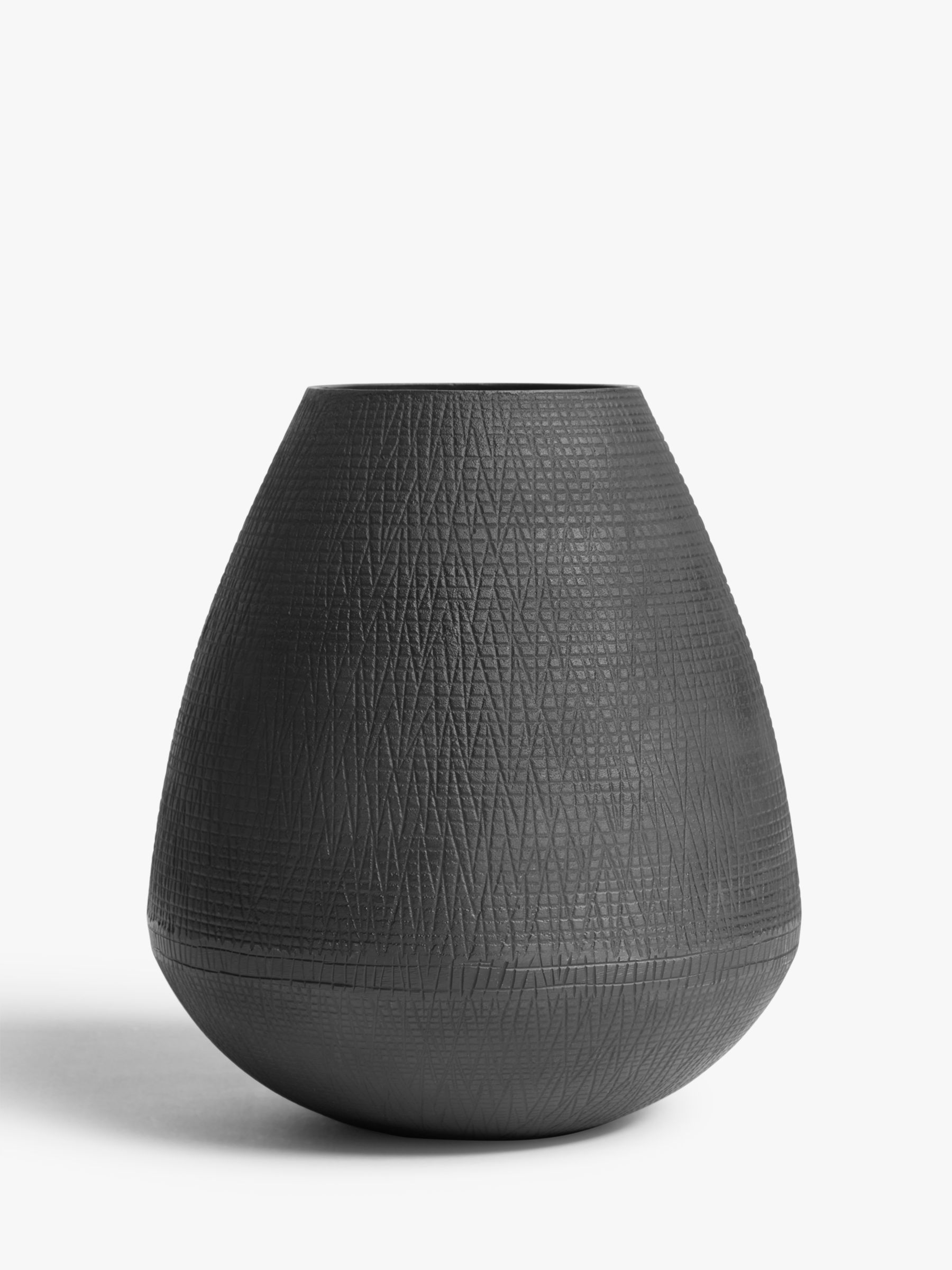 John Lewis & Partners Crisscross Medium Vase, Black, H35cm