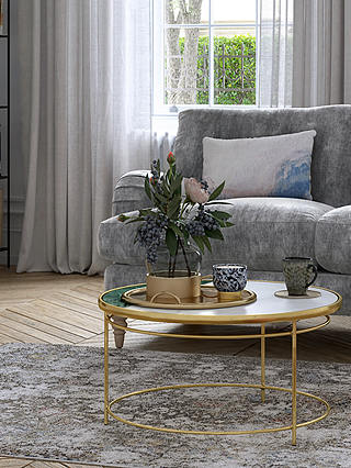 John Lewis & Partners + Swoon Sartre Marble Coffee Table, Gold/Green