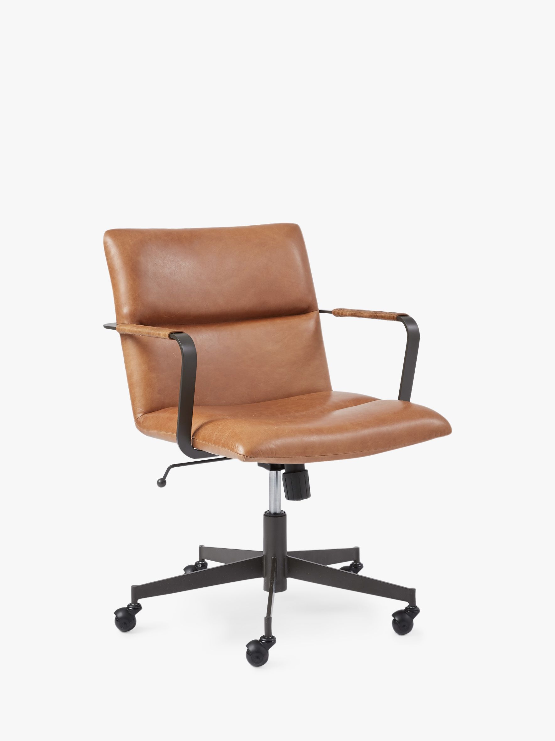 west elm Cooper Mid-Century Leather Office Chair, Tan