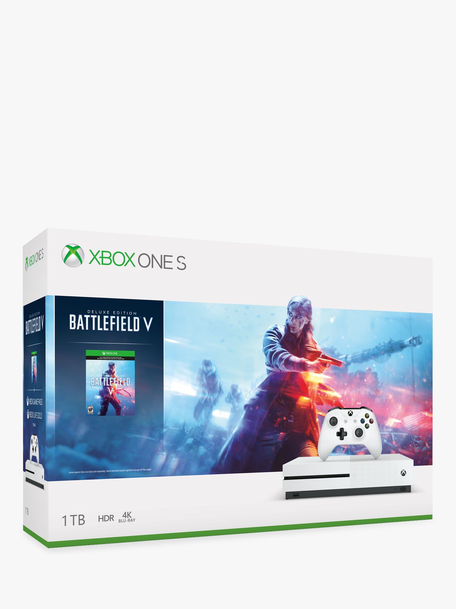 Microsoft Xbox One S Console, 1TB, with Wireless Controller and Battlefield V Game Bundle