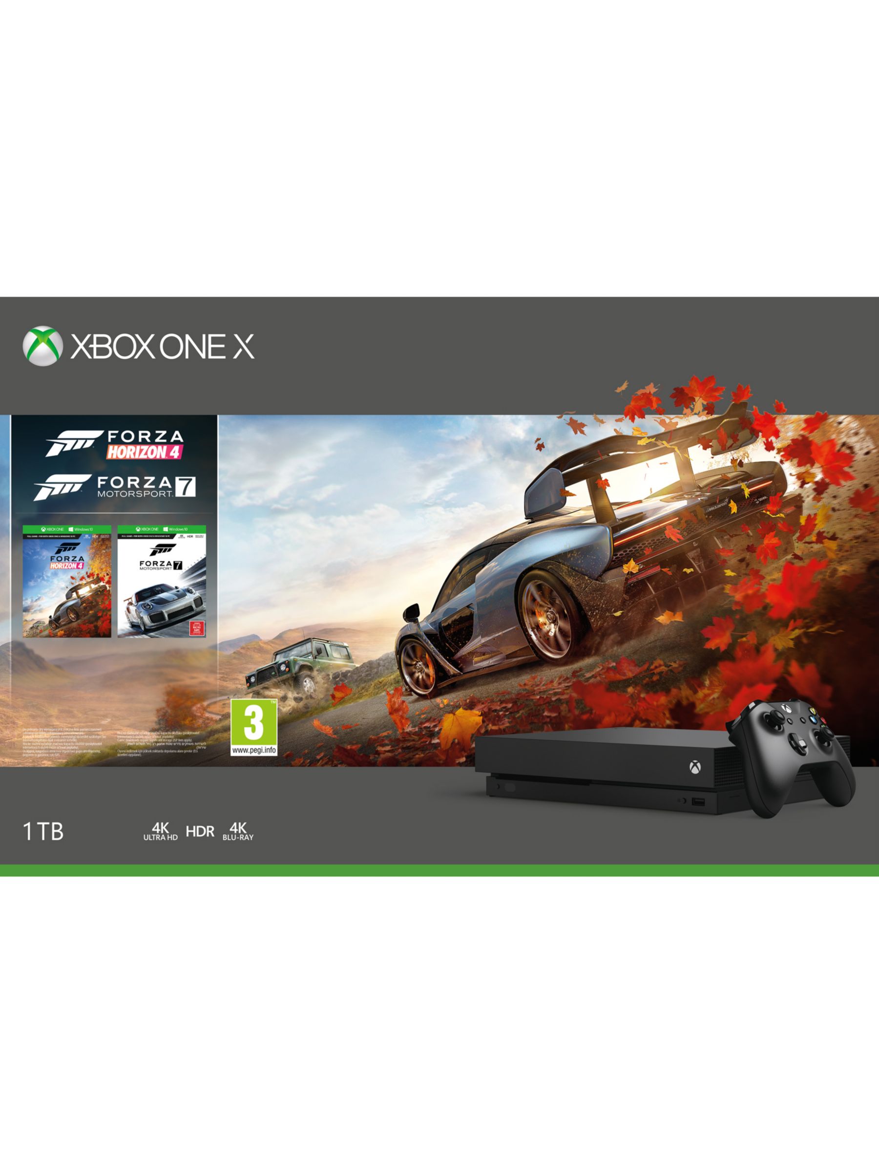 Microsoft Xbox One X Console, 1TB, with Wireless Controller and Forza Horizon 4 + Forza Motorsport 7 Bundle
