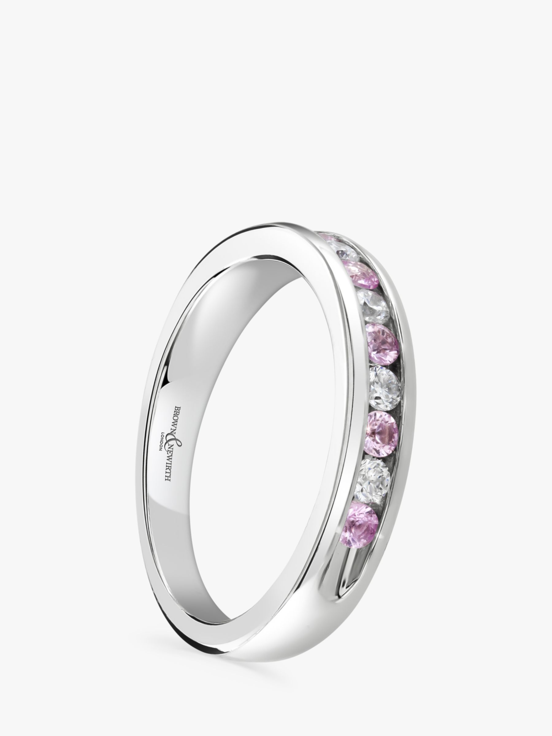 Brown & Newirth 18ct White Gold Pink Sapphire and Diamond Half Eternity Ring, 0.50ct