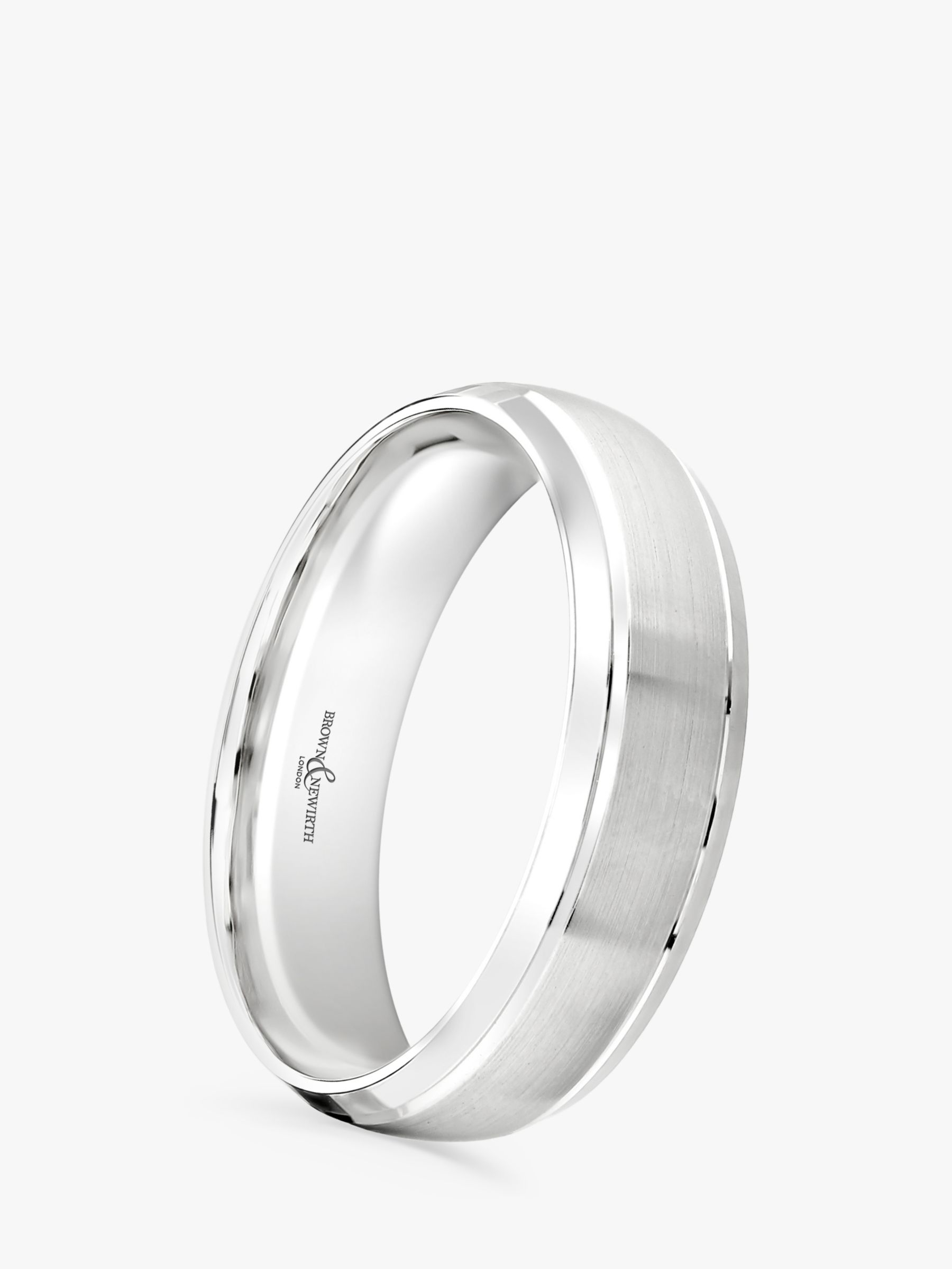 Brown & Newirth Men's Palladium 6mm Patterned Court Shape Wedding Ring
