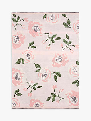 Pottery Barn Kids Meredith Floral Knit Baby Blanket, Pink