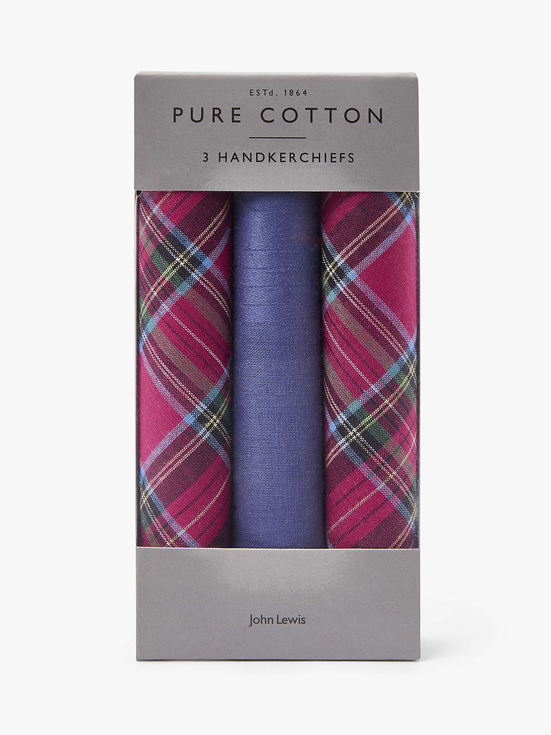 Buy John Lewis Tartan Cotton Handkerchiefs, Pack of 3, Blue/Purple Online at johnlewis.com