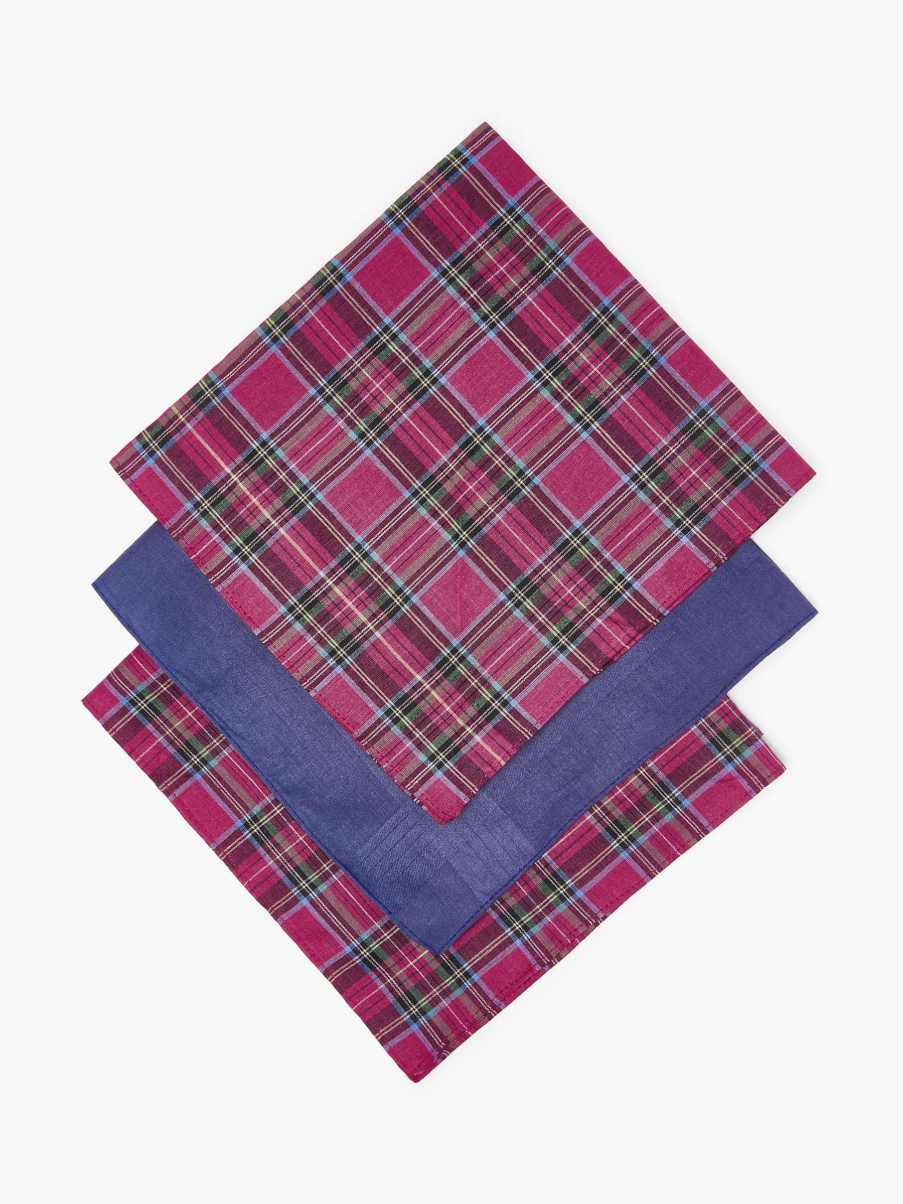 Buy John Lewis Tartan Cotton Handkerchiefs, Pack of 3, Blue/Purple Online at johnlewis.com