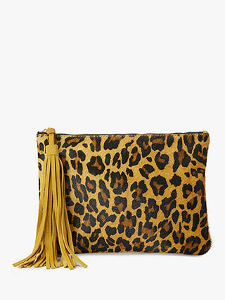 AND/OR Isabella Leather Animal Print Clutch Bag