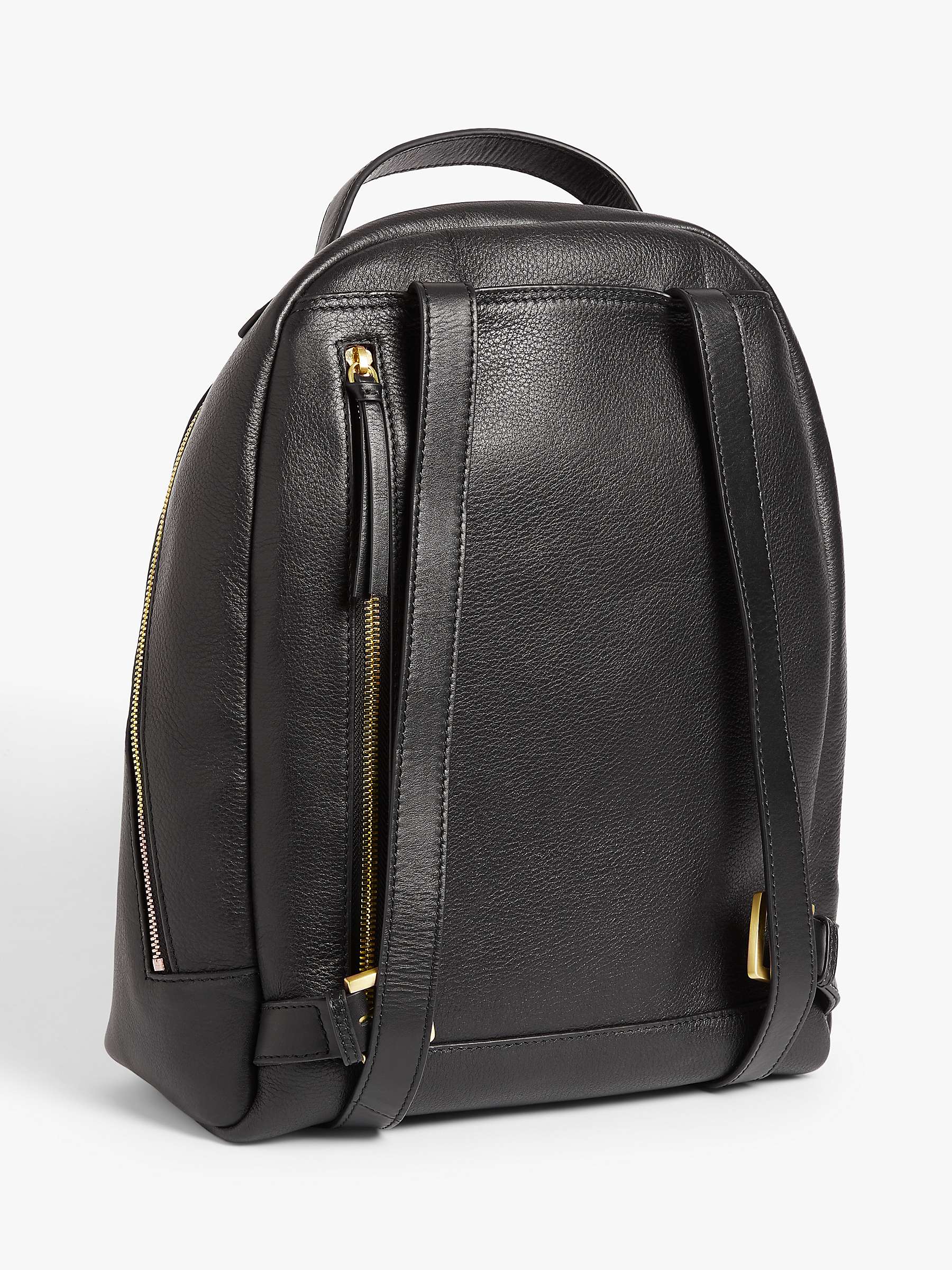 John Lewis & Partners Harper Leather Backpack, Black at John Lewis ...