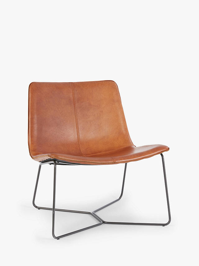 West Elm Slope Lounge Chair Saddle, Saddle Leather Chair