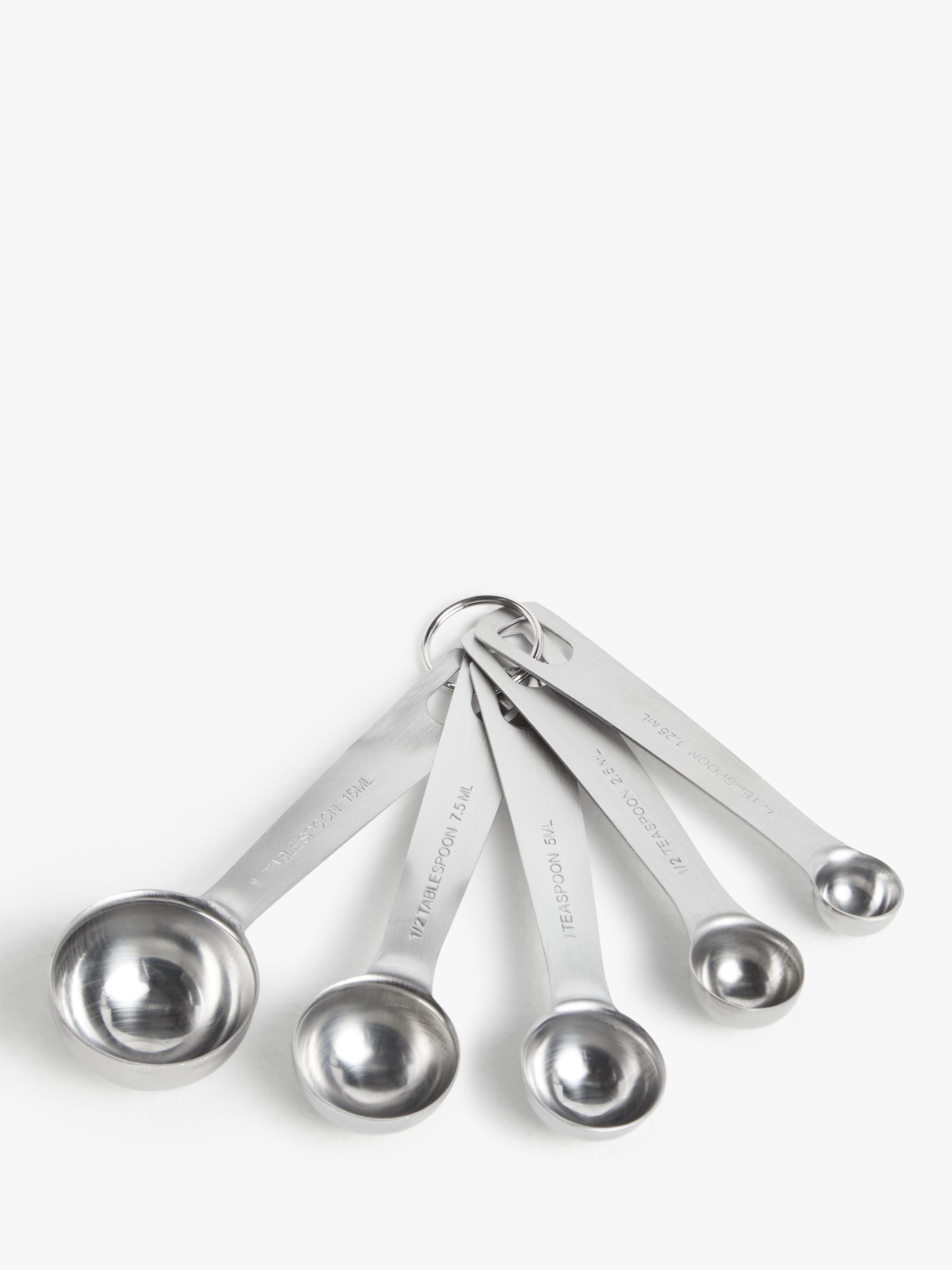 John Lewis & Partners Stainless Steel Measuring Spoons, Set of 5, Silver