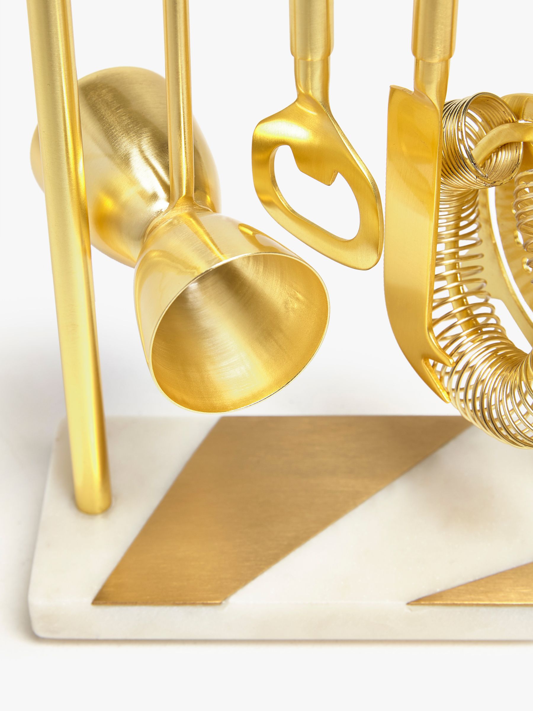 John Lewis & Partners Marble Brass Bar Tool Set, Gold