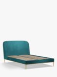 John Lewis Show-Wood Upholstered Bed Frame, Double, Deep Velvet Teal