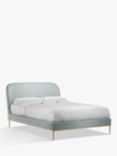 John Lewis Show-Wood Upholstered Bed Frame, Double, Soft Touch Chenille Duck Egg